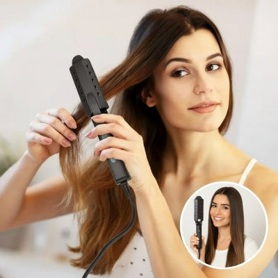 femme utilise beau lisseur noir