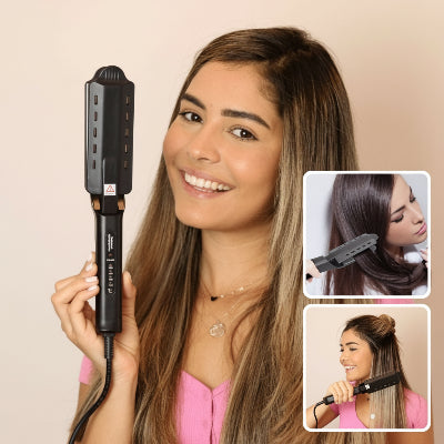 jeune femme tient lisseur