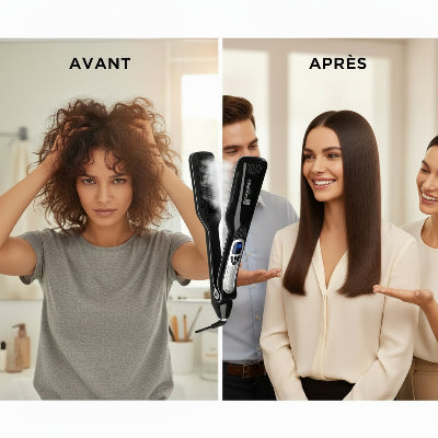 lisseur vapeur noir entre  deux photo