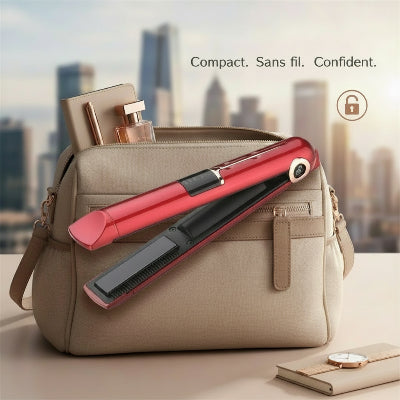 lisseur sans fil rouge devant le sac