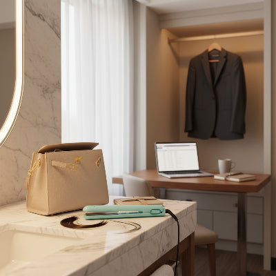 mini lisseur bleu sur une table