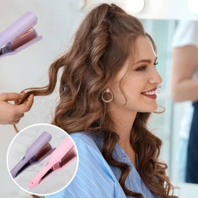 un coiffeur-utilise-un-fer-à-friser violet
