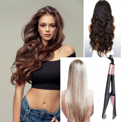 une femme a coté de lisseur boucleur